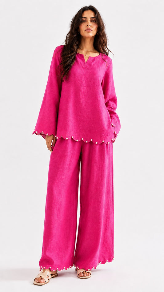 Noor Gulabu Linen Set for Women