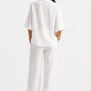 Noor Safa white linen set for women back view