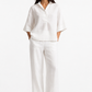 Noor Safa white linen set for women front view
