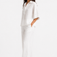 Noor Safa white linen set for women side view
