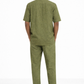 Back view of men’s olive green linen co-ord set