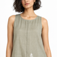 Palash A-Line linen dress for women close-up showing linen texture and cactus embroidery