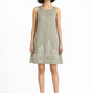 Palash A-Line linen dress for women in sage green with cactus embroidery
