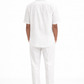 Back view of pearl white linen shirt and pants set for men