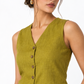 Piyari olive green linen co-ord set for women back view