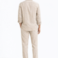 Back view of Prakrit pure linen set for men in undyed natural linen