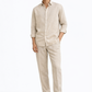 Men wearing Prakrit pure undyed linen shirt and trousers – front view