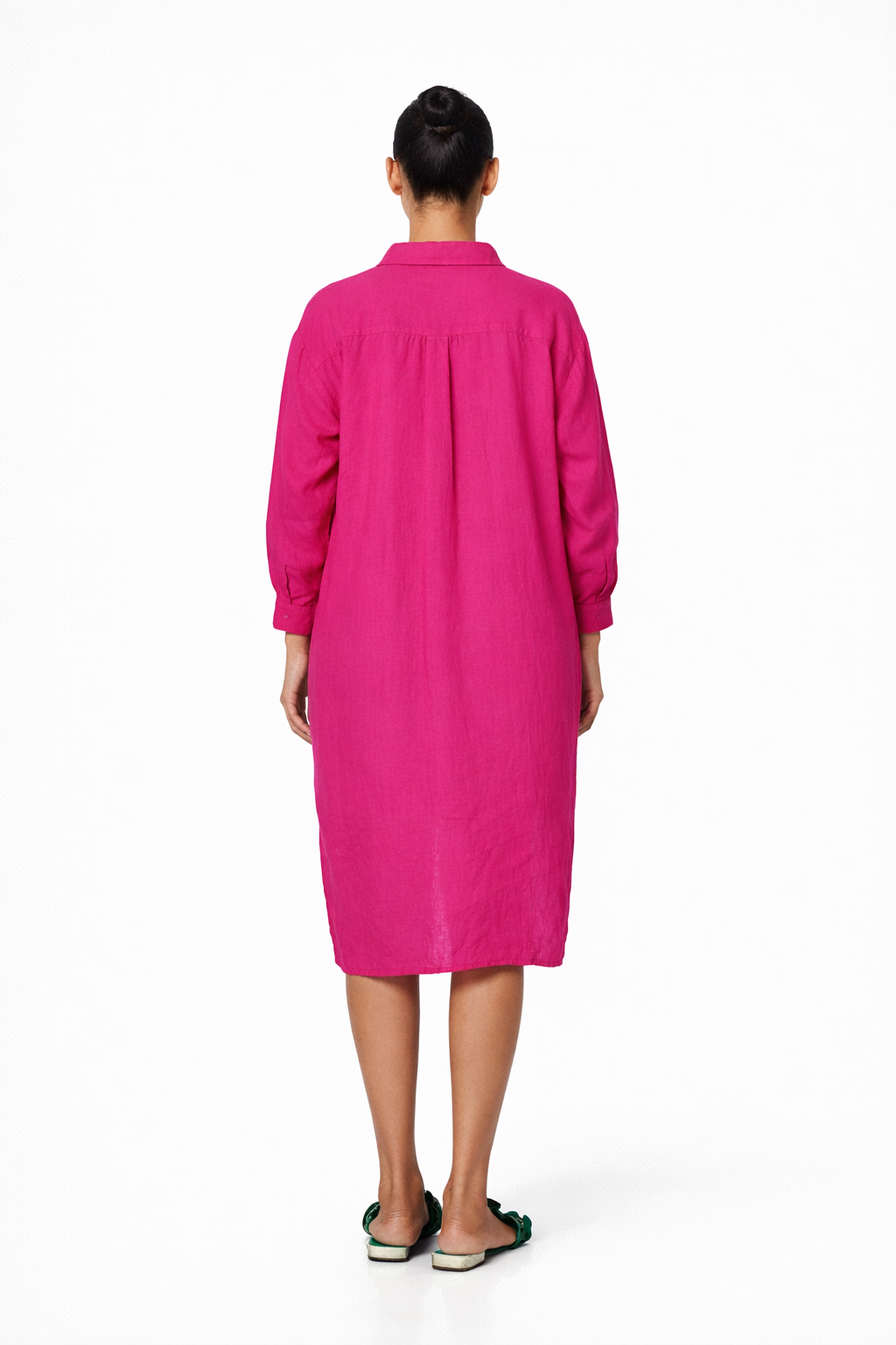 Rajmala Women’s Linen Shirt Dress – Back View Linen Outfit for Women