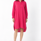 Rajmala women's pink linen shirt dress with hands at sides