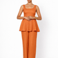 Rajtima Linen Peplum Set – Women’s Stylish Linen Outfit Set Front View