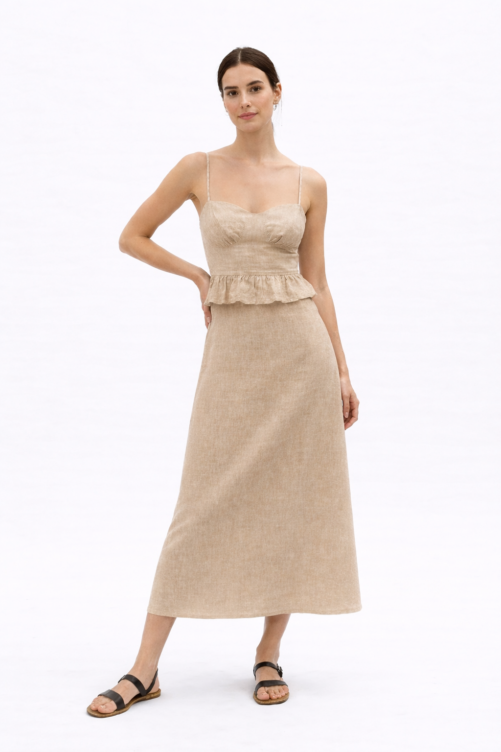 Close-up of natural undyed linen fabric texture used in Raw Terra Linen Set