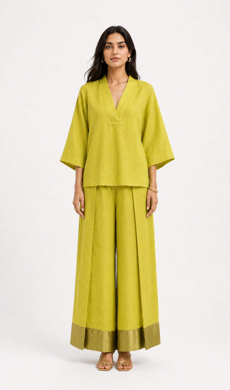 Riwaayat Linen Set for Women in festive green