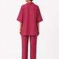 Ruhani deep rhubarb linen co-ord set for women, back view