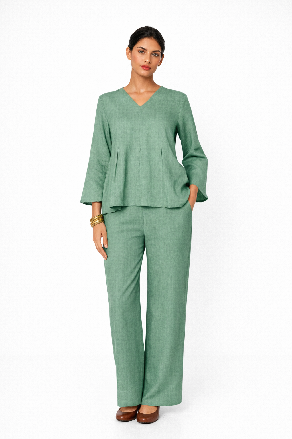 Styled Look – Sadabar Sage Green Linen Set for Women
