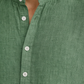 Close up of sage green pure linen fabric short kurta