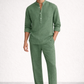 Sage green short kurta linen set for men – front view