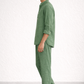 Side view of sage green linen short kurta set for men