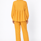 Back view of Sarson linen shirt set for women in mustard