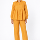Sarson linen shirt set for women in mustard yellow