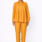 Sarson Linen Shirt Set – Women’s Mustard Linen Outfit Set Front View