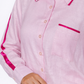 Satin detailing on premium linen shirt for women