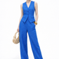 Satori linen vest set for women with tailored sleeveless vest and high waist pants