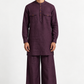 Shaam Linen Kurta Set for Men in deep plum with matching wide-leg trousers