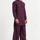 Side angle of Shaam Linen Kurta Set for Men showing its silhouette and matching wide-leg trousers