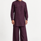Men's deep plum Shaam linen kurta set with relaxed fit and full-length sleeves