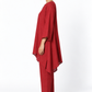 Shahibind Assymetric Linen Kurta Set for Women in red – side view