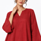 Shahibind Assymetric Linen Kurta Set for Women – neckline and linen texture close-up