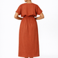 Shahmai Linen Dress – Terracotta Midi Linen Dress for Women Back View
