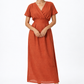 Shahmai terracotta linen midi dress for women front view