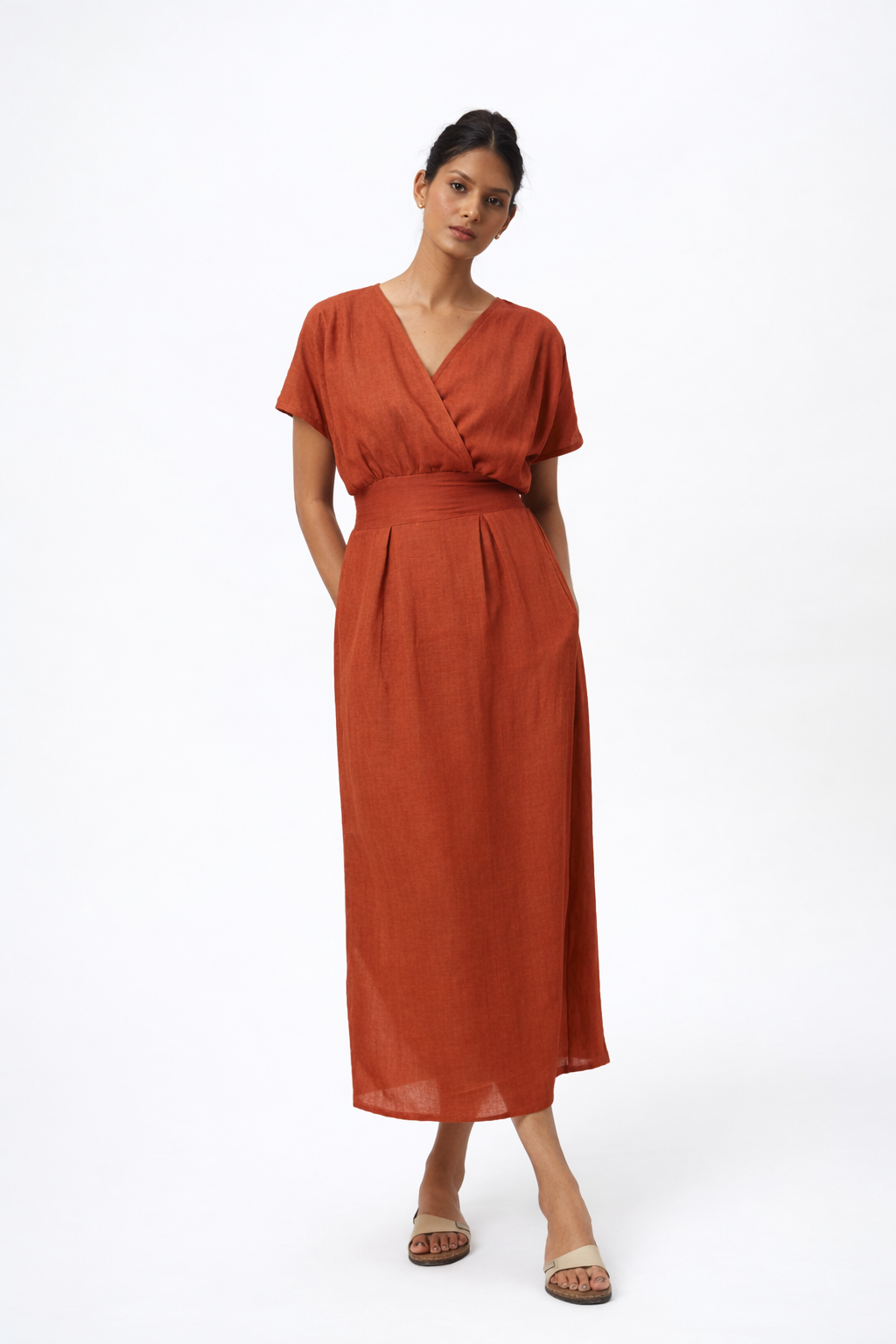 Linen Dress Back Shirring Detail – Shahmai Women’s Linen Dress