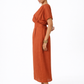 Shahmai Linen Dress – Terracotta Midi Linen Dress for Women Front View