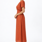 Shahmai terracotta linen midi dress for women side view