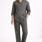 Men’s steel grey pure linen overshirt co-ord set styled for contemporary summer wear