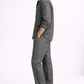 Side view of men’s steel grey pure linen overshirt and pant co-ord set