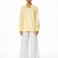 Sunshine Yellow Linen Shirt with Satin Detailing – Women’s Linen Shirt Front View