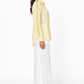 Sunshine yellow linen shirt for women with satin sleeve detailing, side view