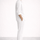 Side view of Taj Safa white short kurta linen set for men