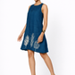 Teal Linen Dress A-Line Silhouette – Elegant Linen Outfit for Women