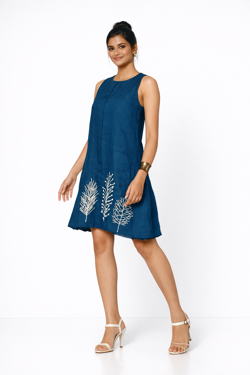 Teal Linen Dress A-Line Silhouette – Elegant Linen Outfit for Women