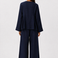 Back view of Twilight Navy Linen Set for Women showcasing the relaxed linen silhouette.