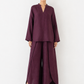 Veya dark plum linen set for women front view