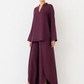Veya dark plum linen set for women side view