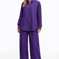 Violet Muse Linen Set for Women – front view featuring relaxed linen shirt and wide-leg pants