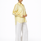 Yellow Linen Shirt with Satin Piping Detail – Women’s Stylish Linen Top