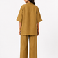 Zariya antique gold linen co-ord set for women back view