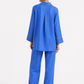 Back view of Ziya blue linen set for women showing relaxed silhouette